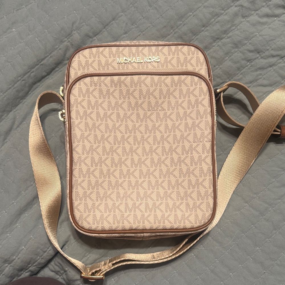 Michael Kors Tan and Brown Messenger Bag
